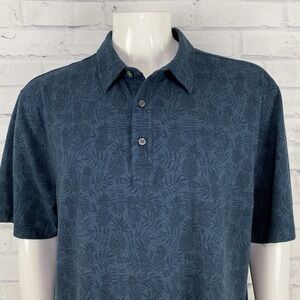 Linksoul Shirt Men's‎ XXL Polo Shirt Floral Blue Short Sleeve Pineapples SLIM